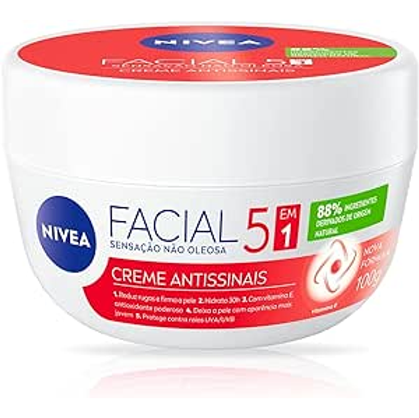 Nivea Creme Facial Antissinais 100g - Sua Fórmula Com Hidronutrientes E Vitamina E É De Rápida Absorção, Firma E Reduz Linhas De Expressão E Protege A Pele Contra Os Raios Uva/uvb