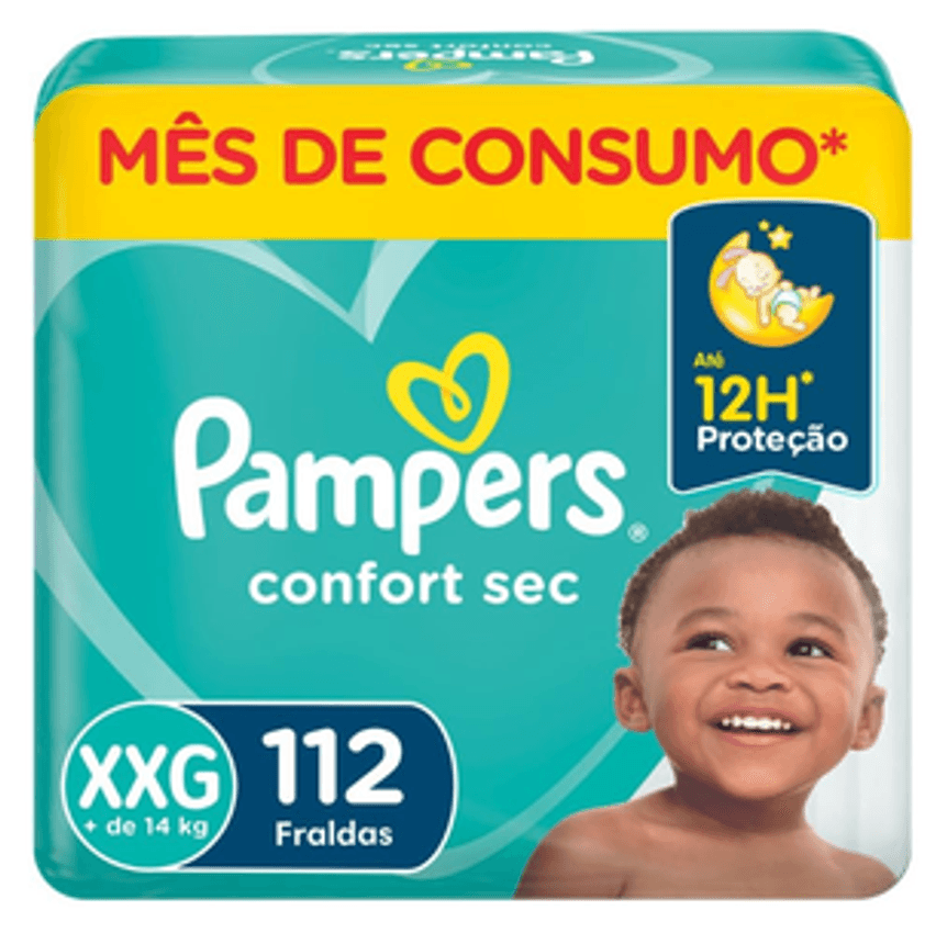 Fraldas Pampers Confort Sec XXG 112 Unidades, Pampers