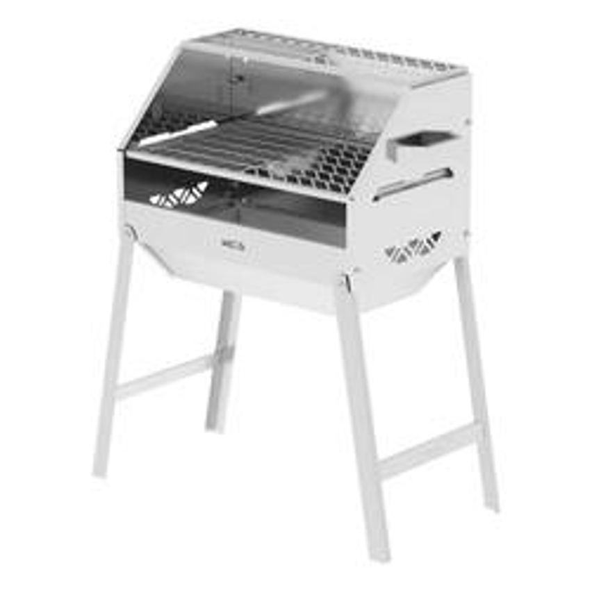 Churrasqueira Aço Inox 430 A Carvão Desmontável Nelore Grill 50x30 Churrasco Espetinho Grelha Descanso Suspensa Mecg Cor Prateado