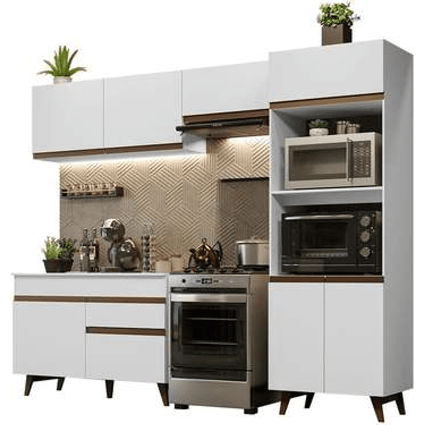 Armário de Cozinha Completa 260cm Branco Reims Madesa 09