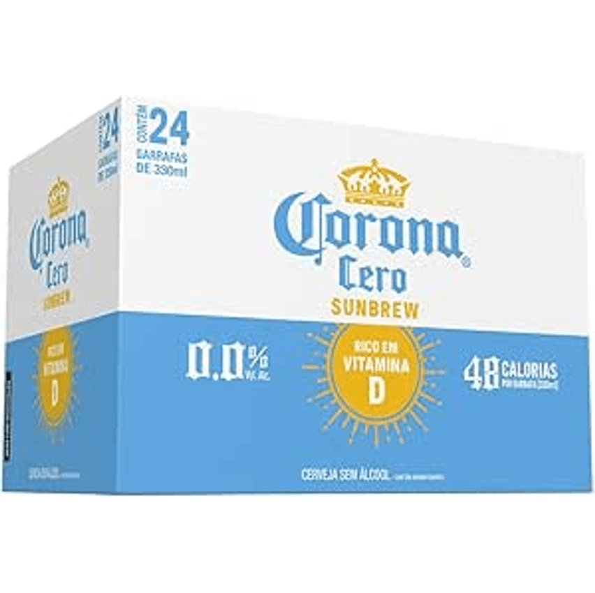 Pack Cerveja Corona Cero Sunbrew Sem Álcool, 330ml, Long Neck, Caixa 24 unidades