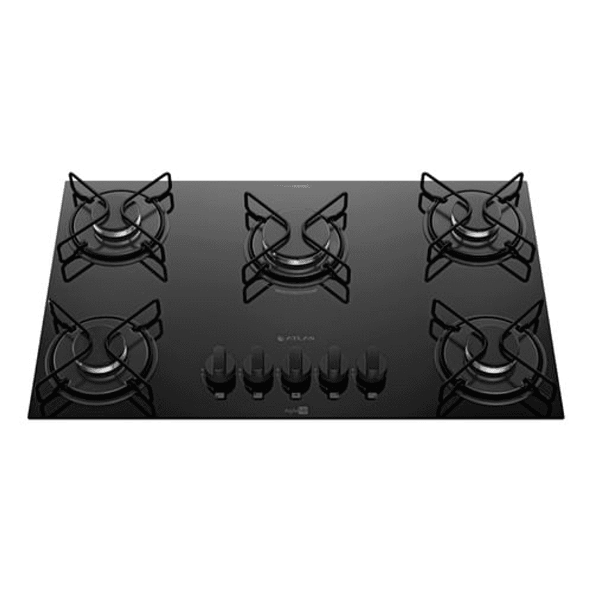 Cooktop 5 Bocas A Gás Atlas Agile Up Mega Chama Preto Bivolt