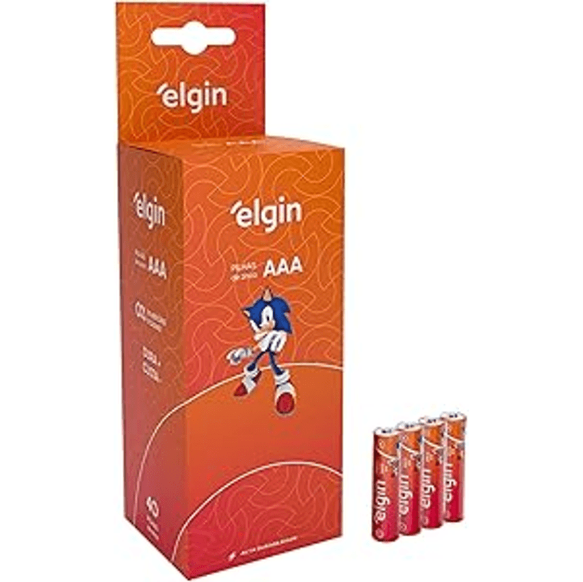 Caixa de Pilha AAA com 40 unidades Elgin Palito - Tubo, Zinco