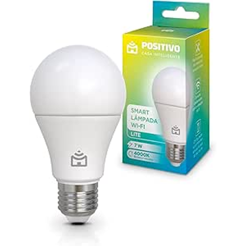 Smart Lâmpada Wi-fi Lite Positivo Casa Inteligente, Iluminação Branca, 7w, 700 Lúmens, Led, Bivolt, Compatível Com Alexa E Google Assistente