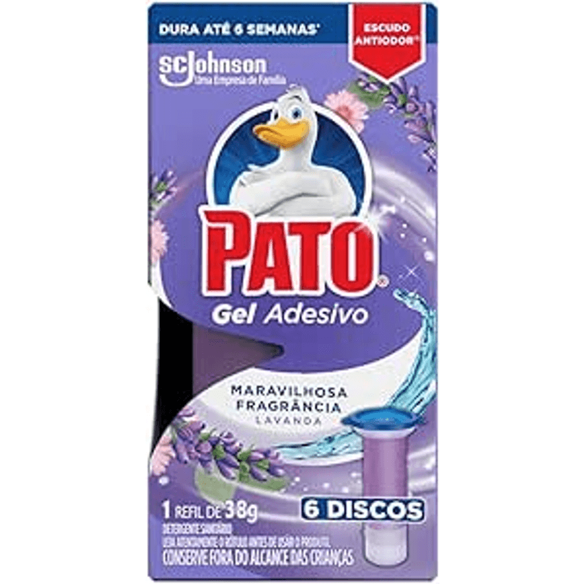 Pato Desodorizador Sanitário Gel Adesivo Lavanda Refil 6 Discos