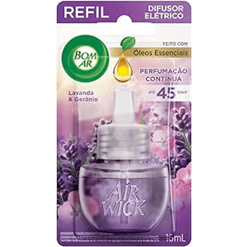 Air Wick Difusor Elétrico Bom Ar Lavanda E Gerânio Refil 16Ml (Embalagem pode variar)