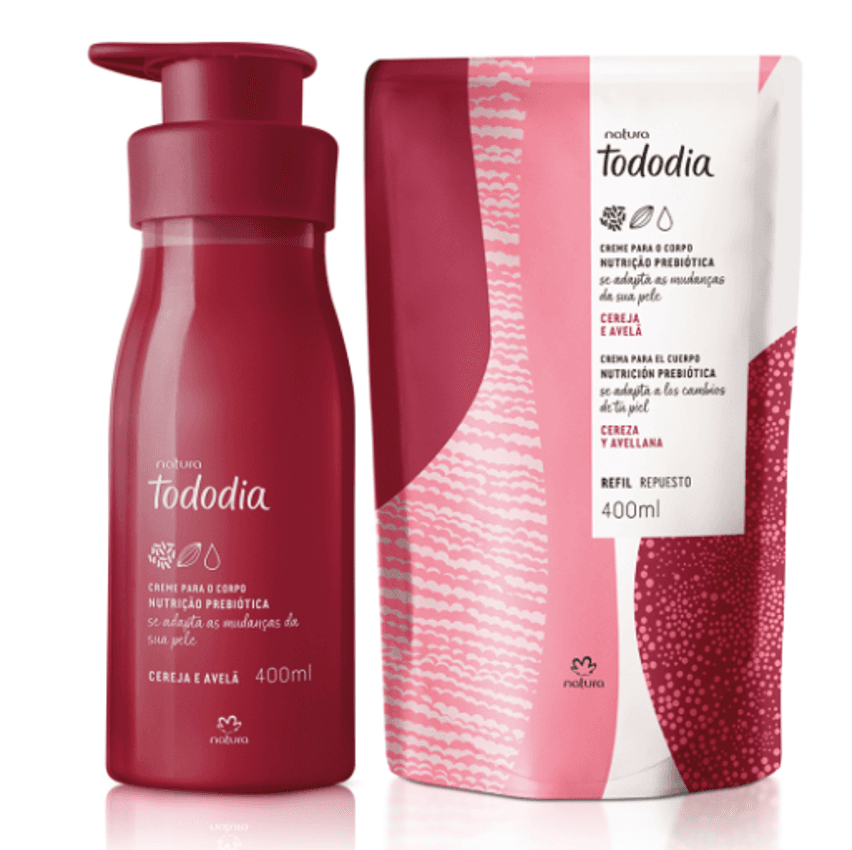 Kit Creme Desodorante Nutritivo para o Corpo Tododia Cereja e Avelã com Refil