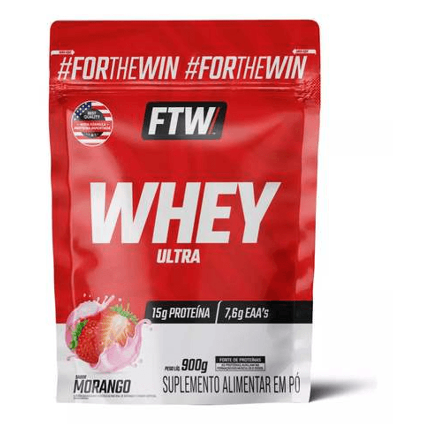 Whey Concentrado Ultra Protein Refil 900g Sabor Morango - Ftw
