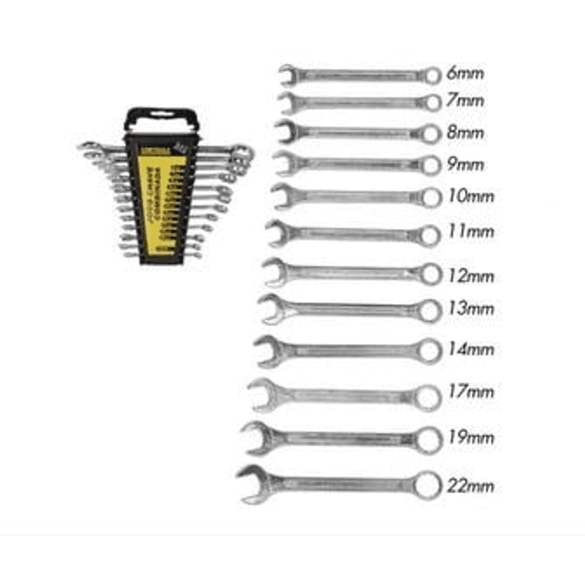 Jogo Chave De Boca Combinadas C/12 Peças Prateado 6,7,8,9,10,11,12,13,14,17,19,22 MM - StarTools