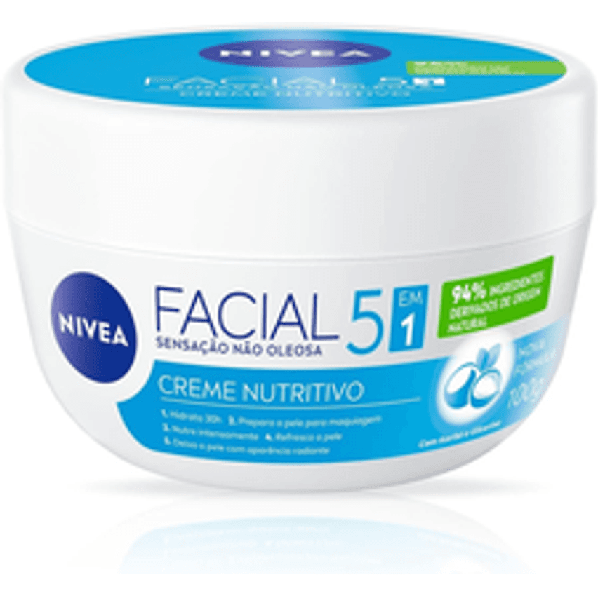 NIVEA Creme Facial Nutritivo 100g - Sua fórmula à base de água, Karité e Vitaminas hidrata por 24h sem deixar a pele oleosa, além de ser um ótimo primer
