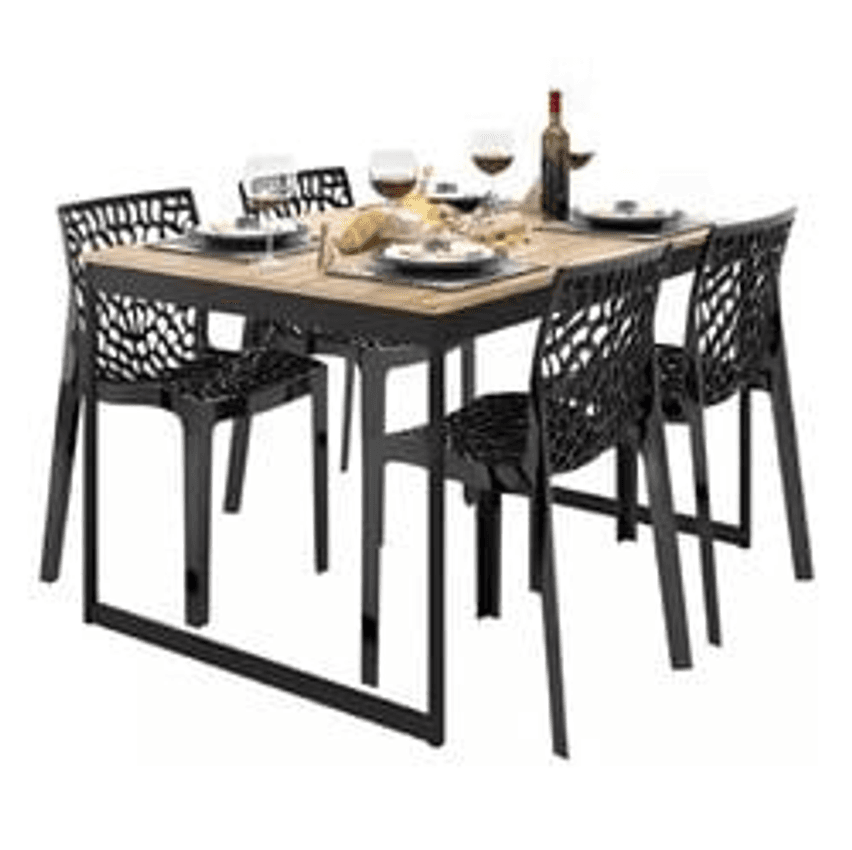 Set Vintage Mesajantar 120x90 Com 4 Cadeiras Gruvyer Pretas