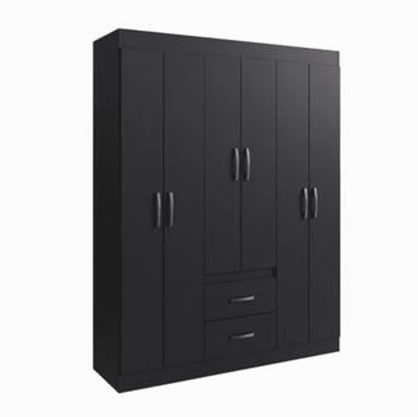 Guarda Roupa Solteiro 6 Portas 2 Gavetas Sidney Doripel Cor Preto