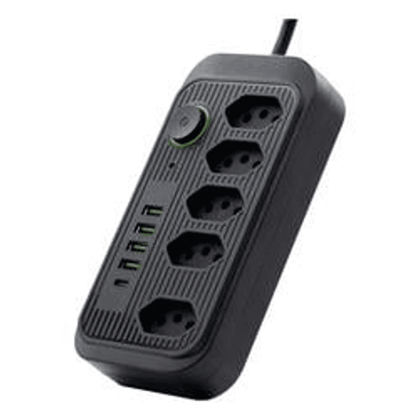 Extensão 5 Tomadas E 4 Usb 1 Pd Led Bivolt Power 110v/220v