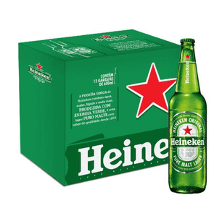 Cerveja Heineken Puro Malte Pilsen - 12 Unidades Garrafa 600ml