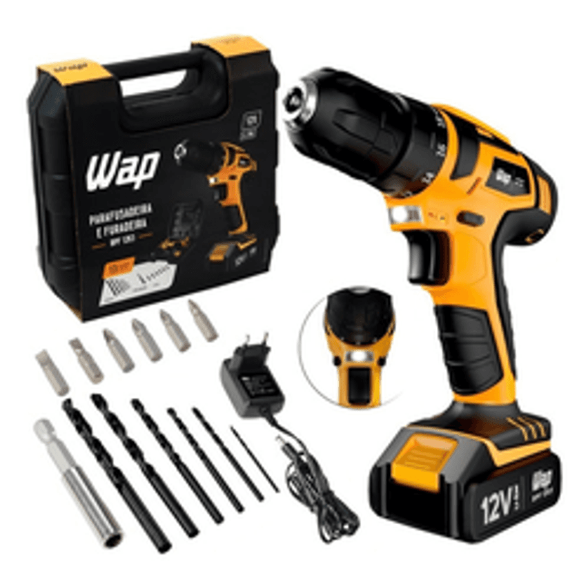 Parafusadeira e Furadeira a Bateria WAP BPF 12K3 12V Com Maleta Bivolt