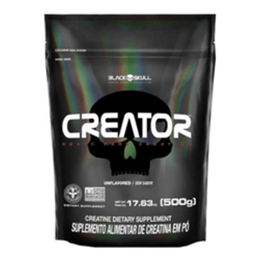 Creator - Creatina Monohidratada - 500g - Refil Black Skull Sabor Sem sabor