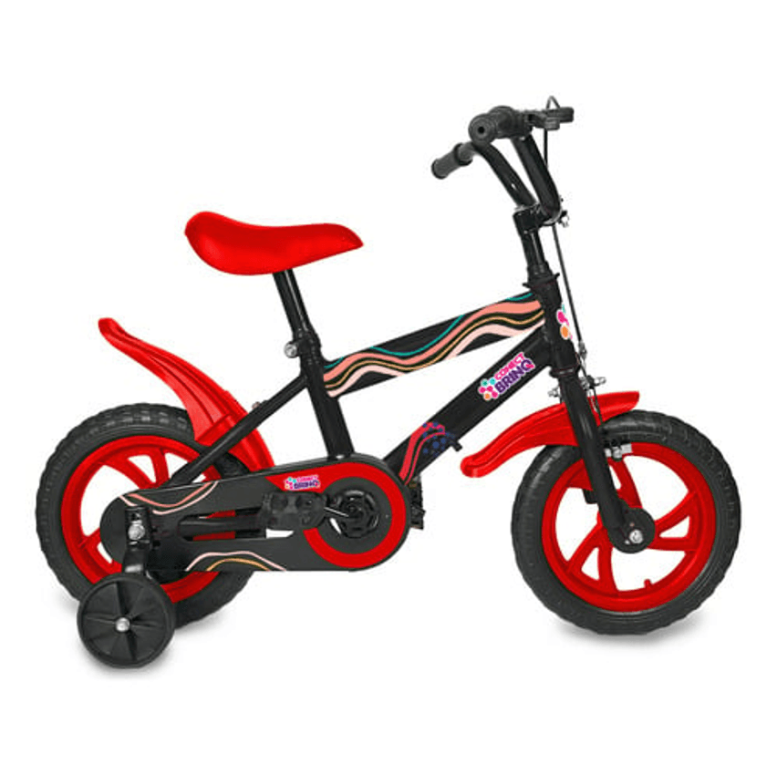 Bicicleta Infantil Aro 12 Conect Brinq Vermelha Com Rodinhas De Apoio E Segurança