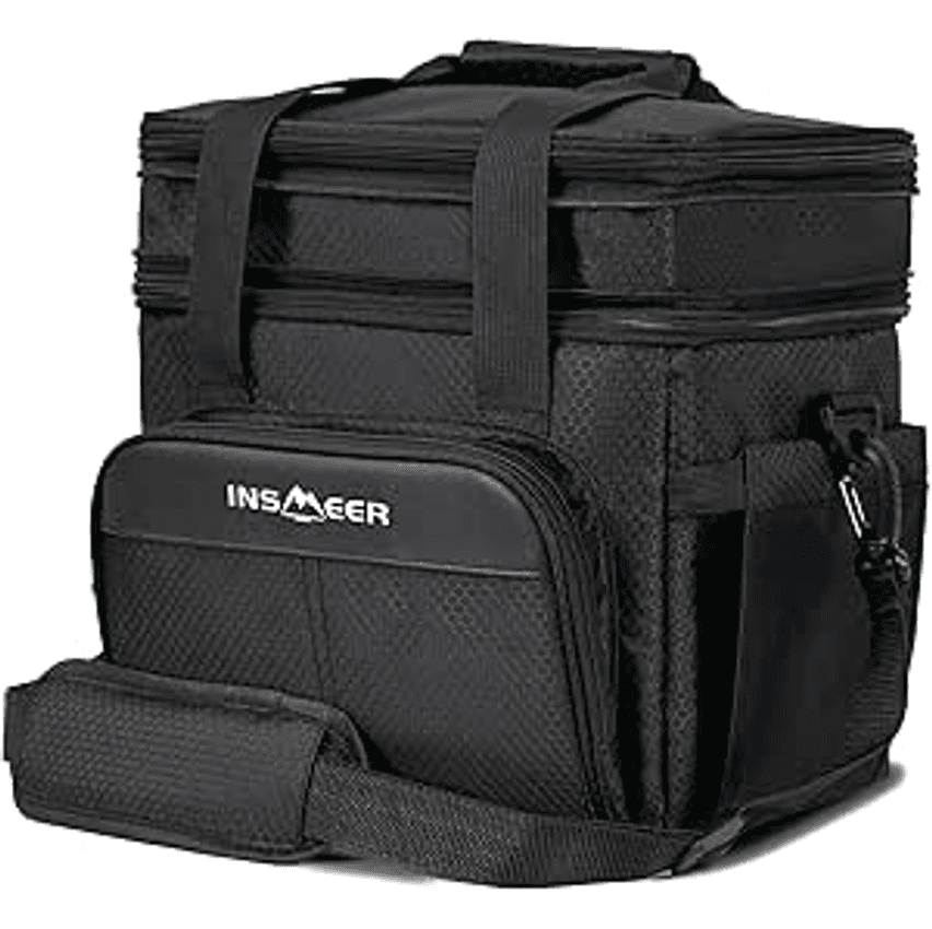 Insmeer Bolsa Termica Grande -lancheira De 20 Litros - À Prova De Vazamentos - Alça De Ombro - Feminino/homem - Projetadopara Trabalho, Escola, Uso Externo. (preto)