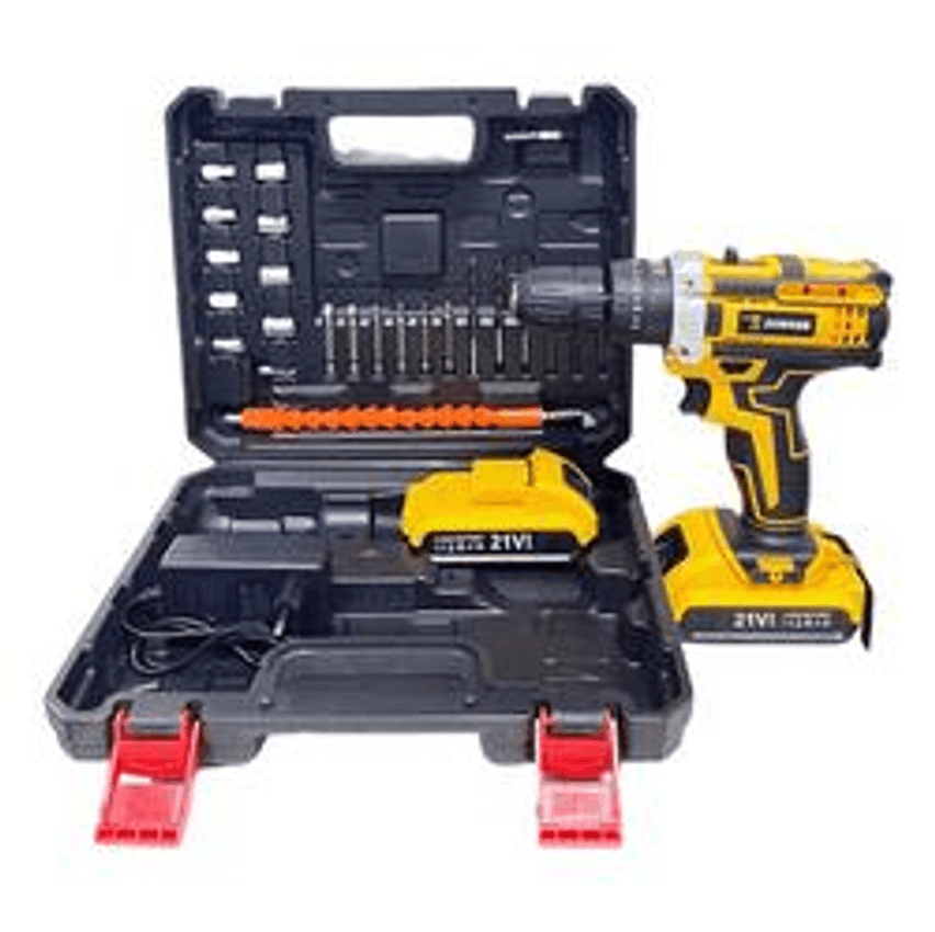 Furadeira E Parafusadeira 2 Baterias 21v 24px Kit Brocas