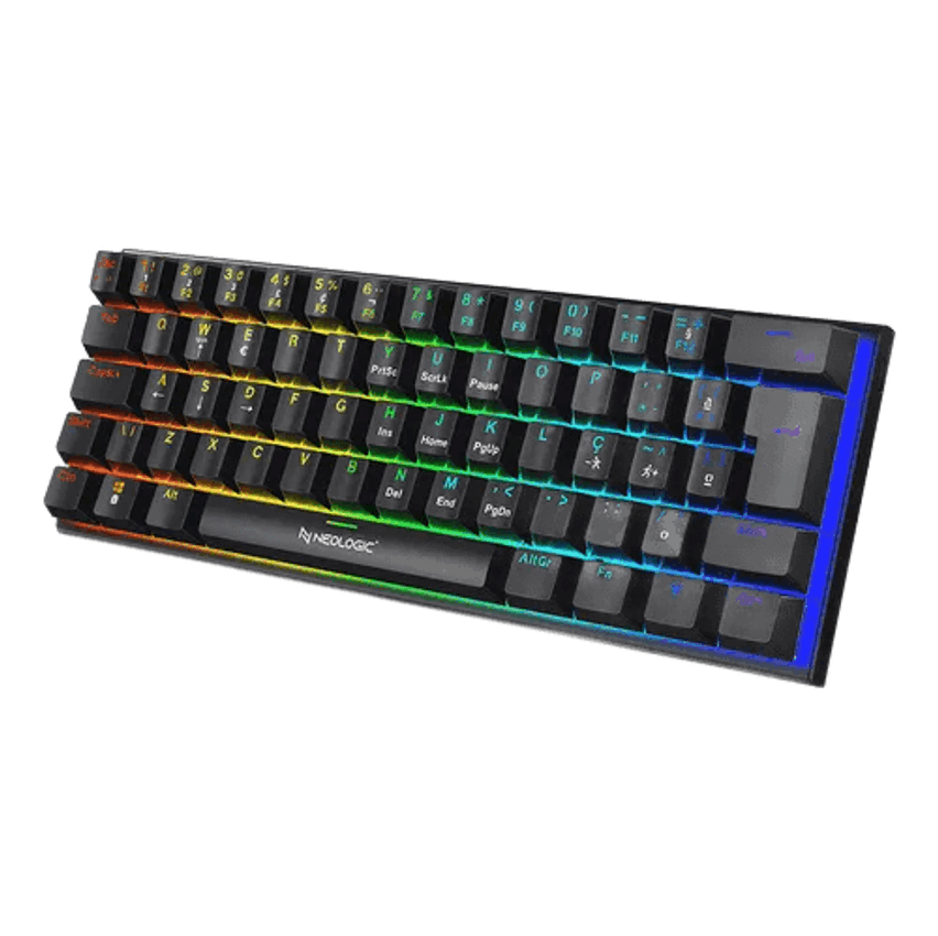 Teclado Gamer Mecânico Neologic Precision Dark  60% Rainbow