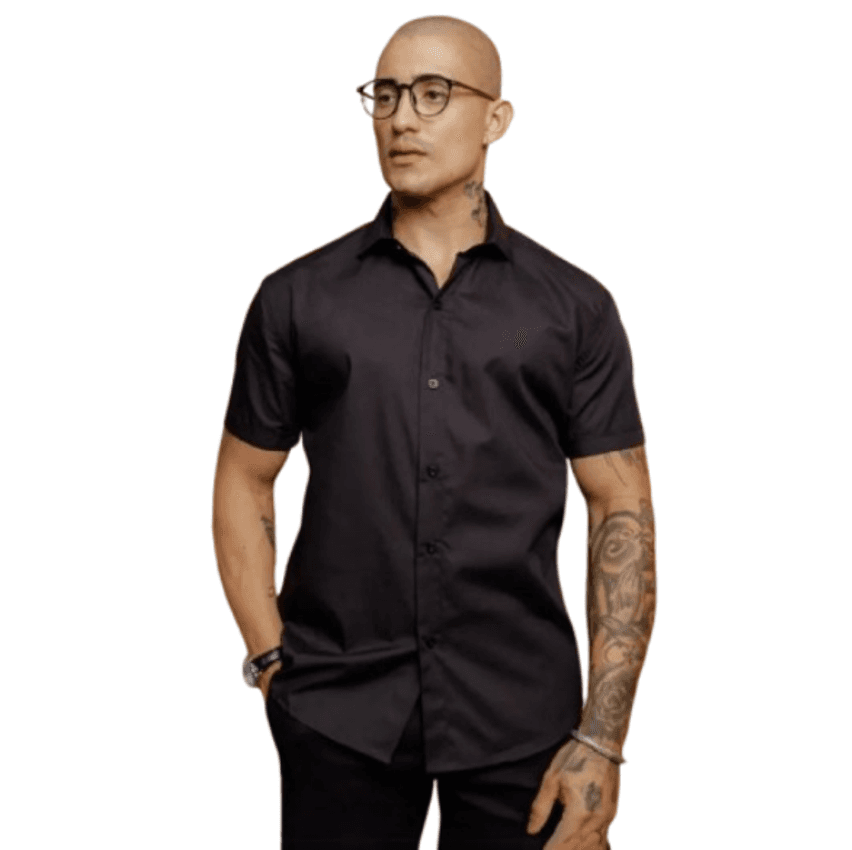 Camisa Social Masculina Gola Italiana Confortável