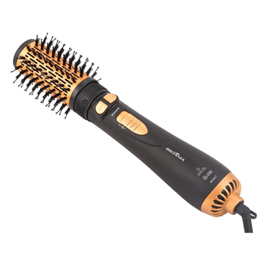 Escova Rotativa Secadora Britânia Ber20pd Com 3 Temperaturas Bivolt – Preta/dourada
