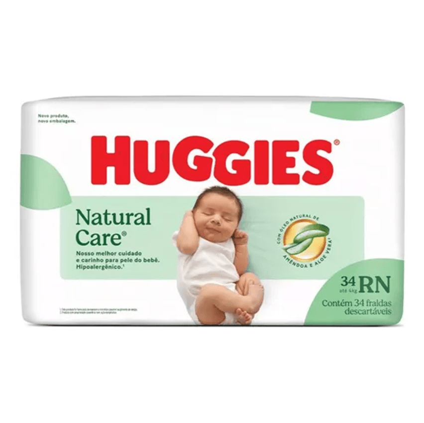 Fralda Premium Huggies Natural Care RN 34 Un