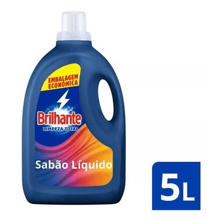Lava-roupas Líquido Roupas Brancas E Coloridas Limpeza Total 5l Embalagem Econômica Brilhante