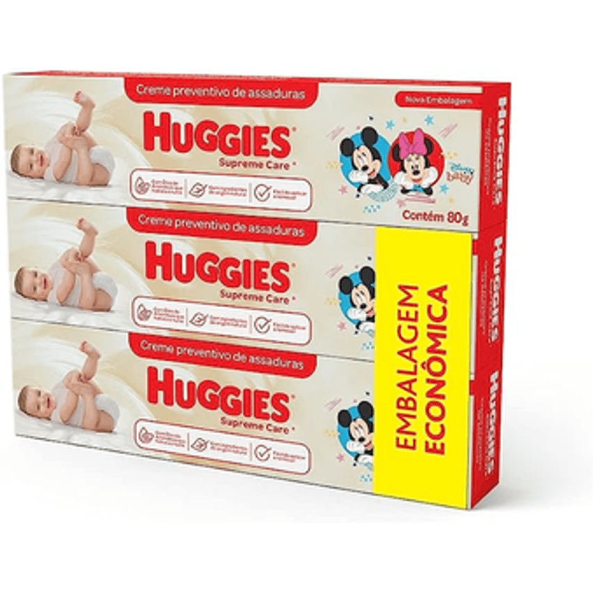 Cremes de Assaduras Huggies Supreme Care - Kit com 3 unidades de 80g