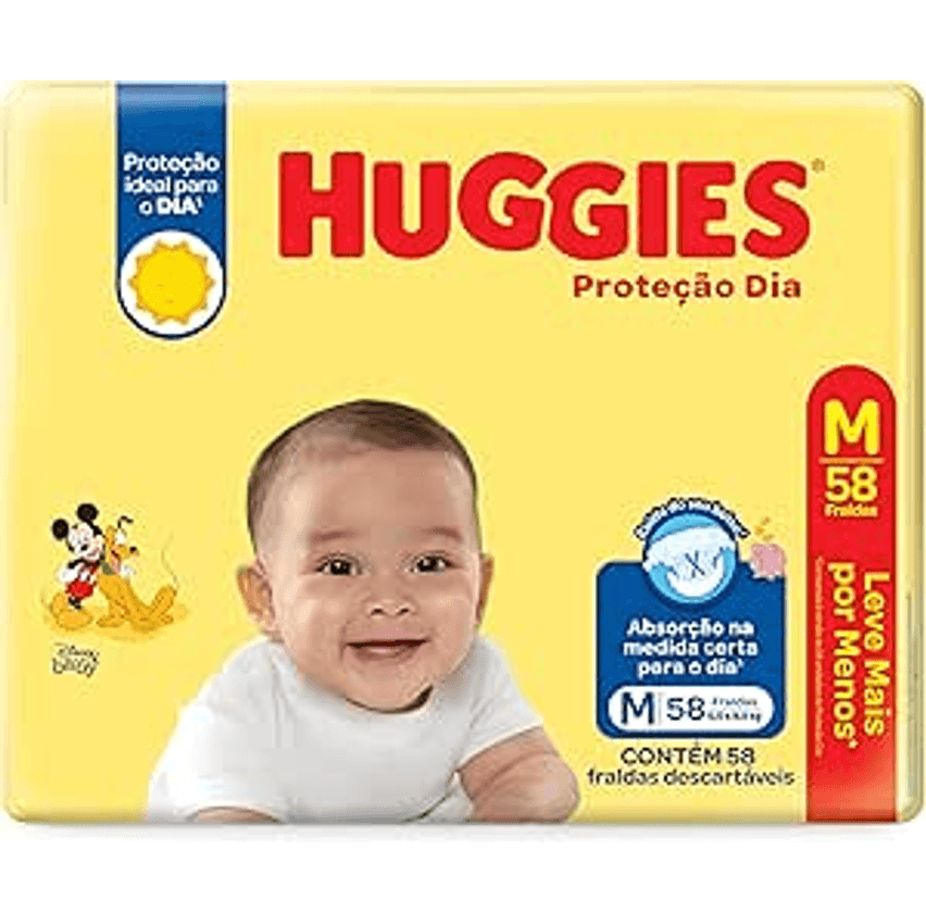 Huggies Fralda Proteção Dia Tam. M - 58 fraldas