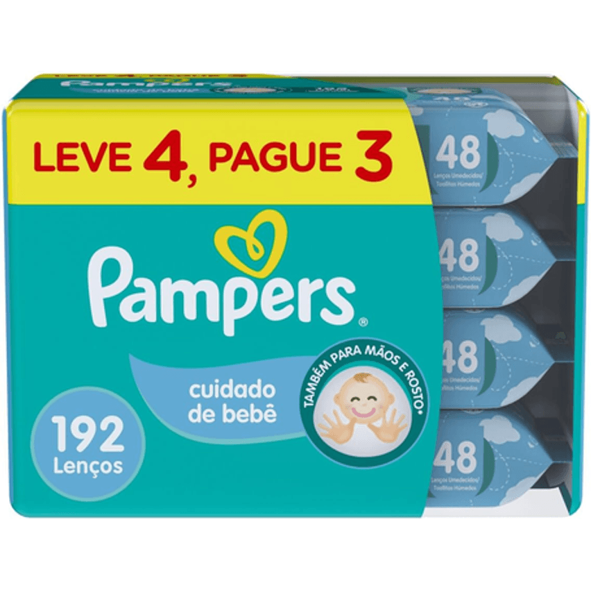 Pampers Lenços Umedecidos Cuidado de Bebê 192 Unidades