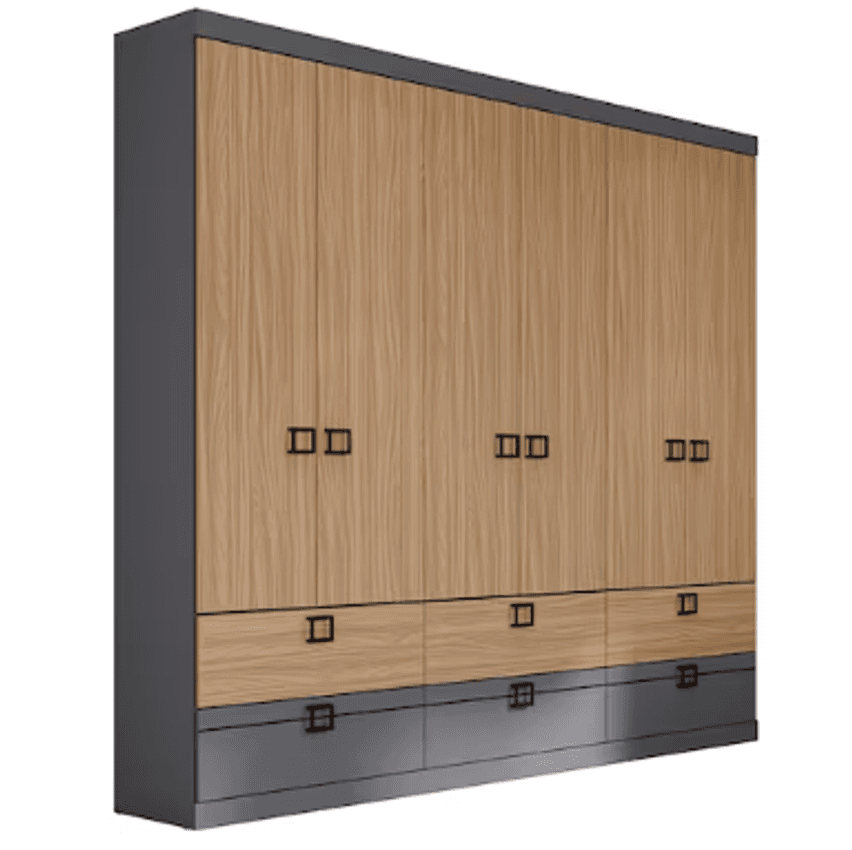 Guarda-Roupa Herval 1734 com 6 Portas, 6 Gavetas e 5 Prateleiras - Grafite/Cedro