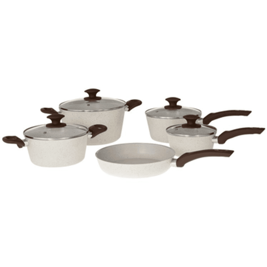 Jogo de Panelas Brinox Revestimento Cerâmico de Alumínio Vanilla 5 Peças Optima