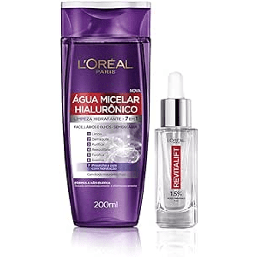 Kit Sérum Preenchedor Anti idade L'Oréal Paris Revitalift, 30ml + Água Micelar Hialurônico, 200ml