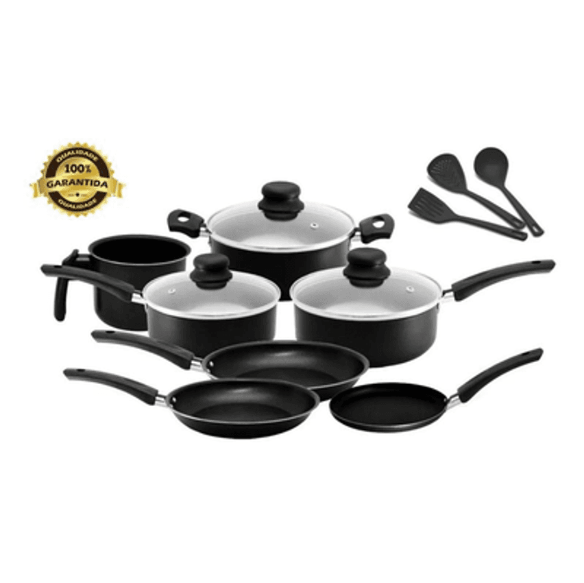 Conjunto De Panelas 10 Peças Antiaderente Preto - Arnix