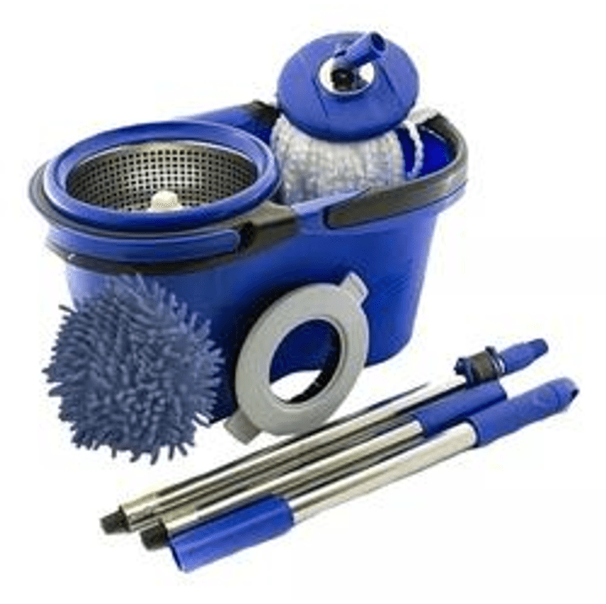 Esfregão Mop Perfect Balde Inox + 3 Refil + Cabo Longo