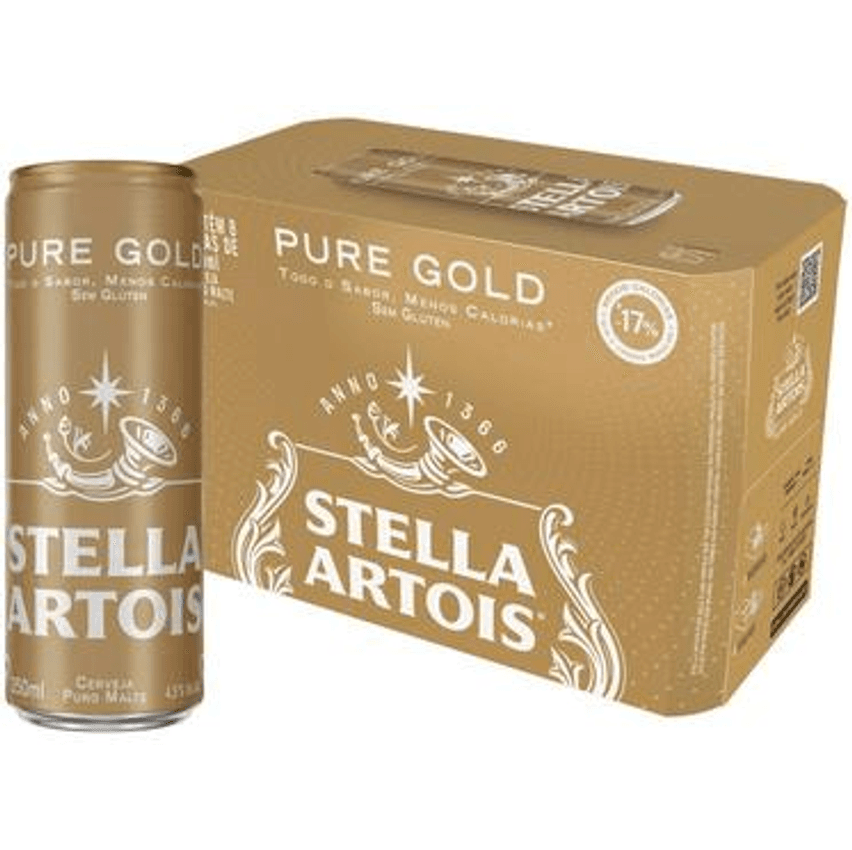 Cerveja Stella Artois Pure Gold Puro Malte 8 Unidades Lata 350ml
