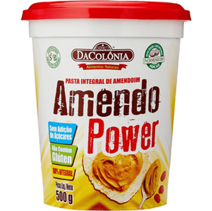 DaColônia Amendopower - Pasta De Amendoim Integral, Zero, 500G