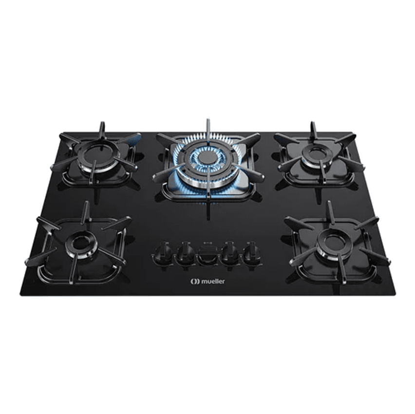 Cooktop Mueller Anafe 5 bocas Preto com Queimador Tripla chama Bivolt 127/220V