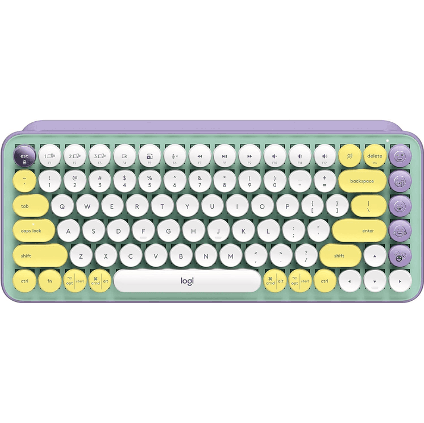 Teclado Mecânico sem fio Logitech POP Keys com teclas Emoji Personalizáveis, Design Compacto Durável, Conexão USB ou Bluetooth - Daydream