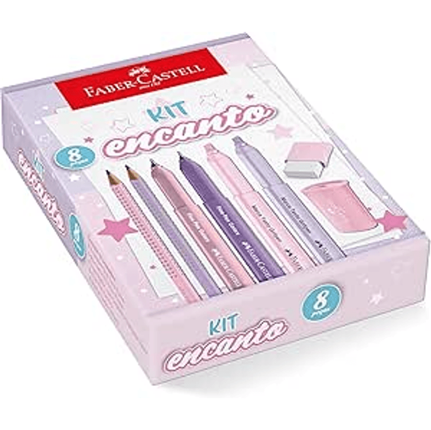 Kit Encanto Faber-Castell Com Produtos Rosa e Roxo Em Tons Pastel *EDIÇÃO LIMITADA*