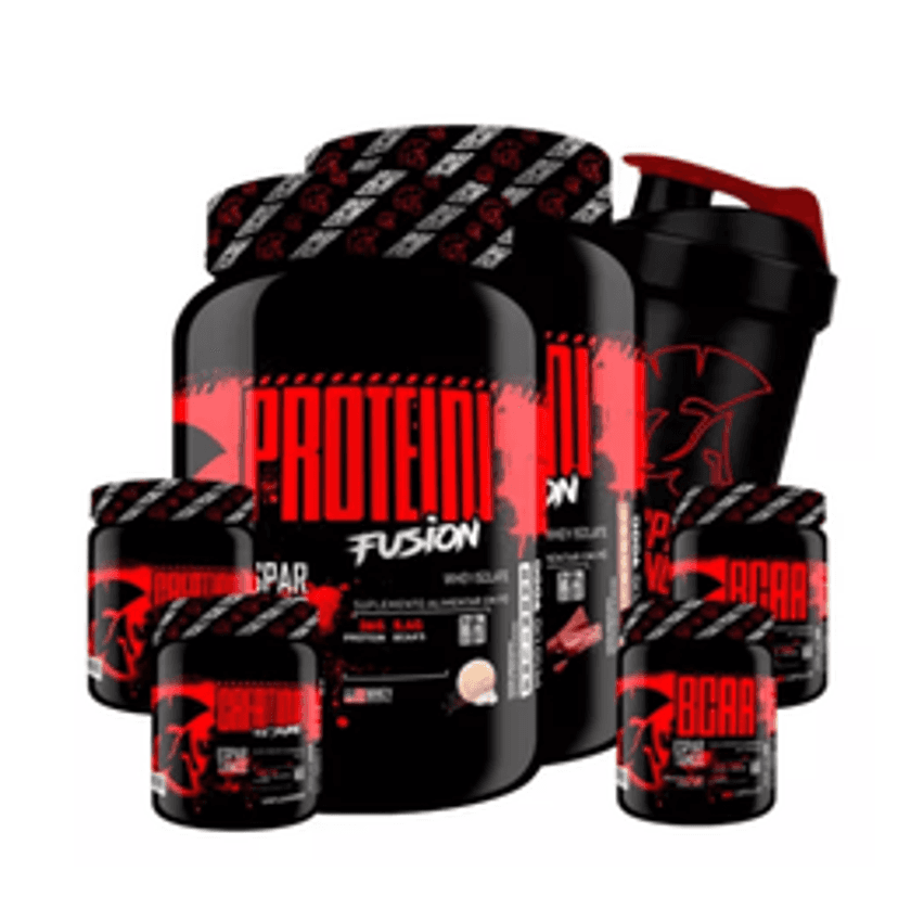 Combo Duplo Whey Fusion + 2x Bcaa + 2x Glutamina + Shaker