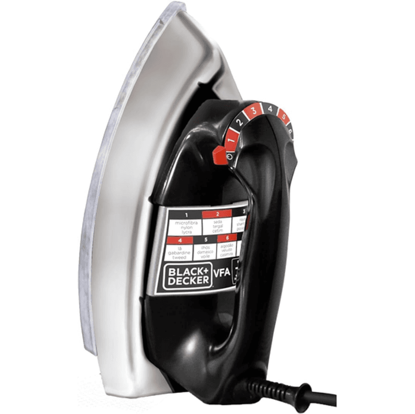 Black Decker Ferro de Passar Roupa a Seco, Metálico Preto, Modelo VFA1110XM6, 220V