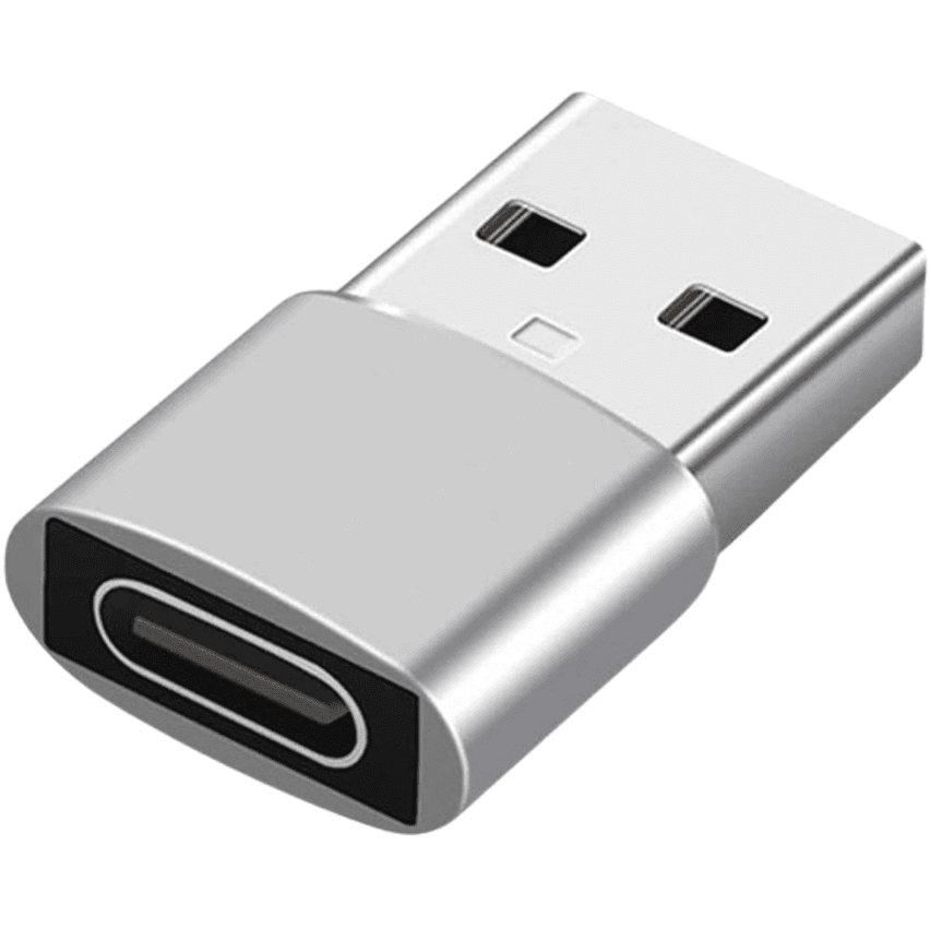 Adaptador USB A Macho x Tipo C Fêmea - OTG Cinza