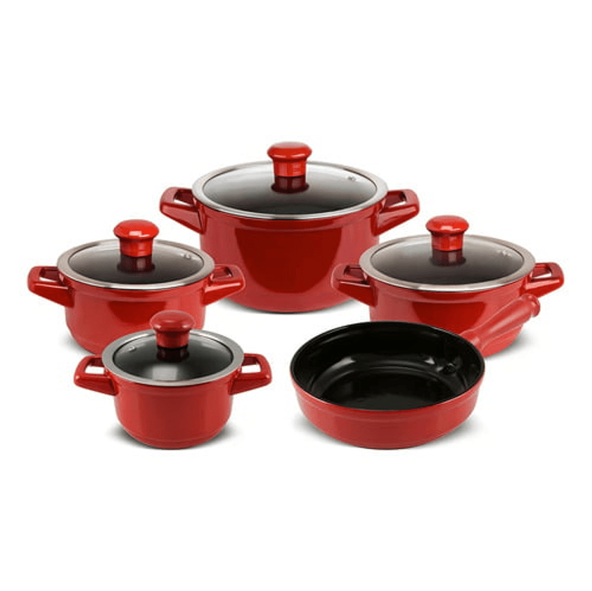 Conjunto Panelas Cerâmica Duo Smart 5 Pçs Pomodoro Ceraflame Cor Vermelho