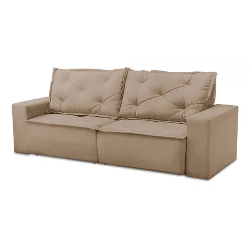 Sofá Retrátil Reclinável 2 Lugares Molas 1,50m Ana Suede Cor Cappuccino