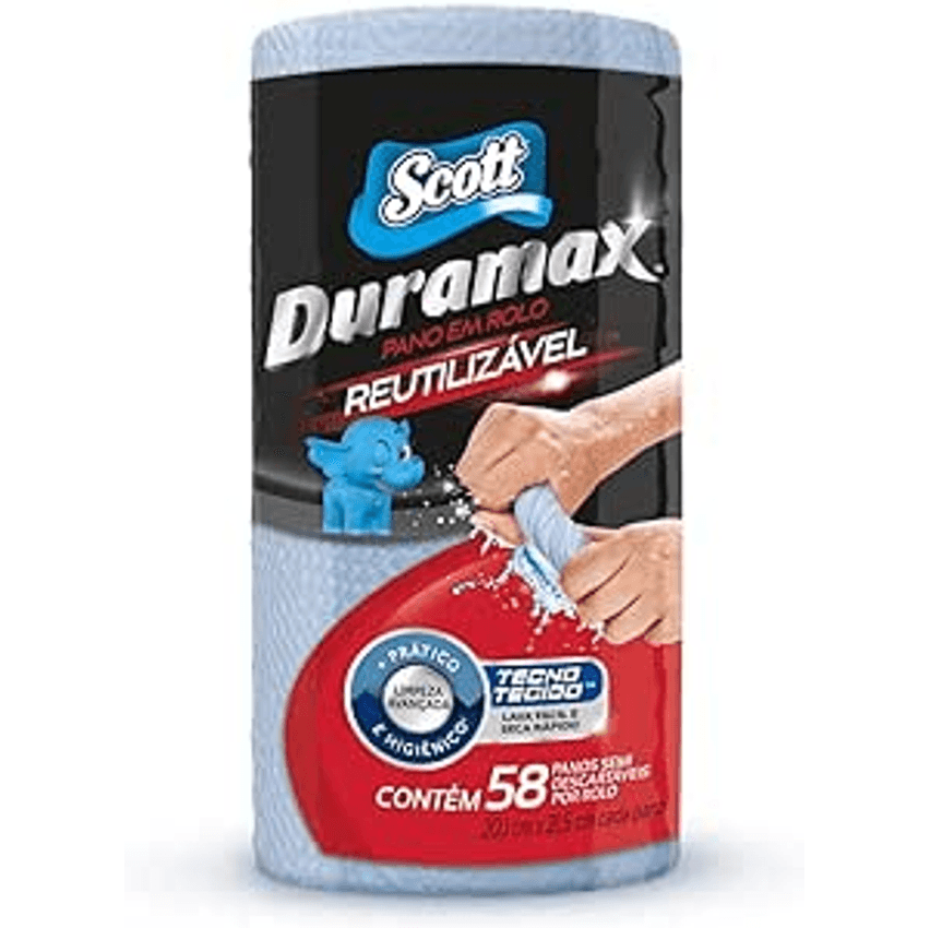 Scott Duramax Pano Reutilizável em Rolo, Azul, 58 Folhas