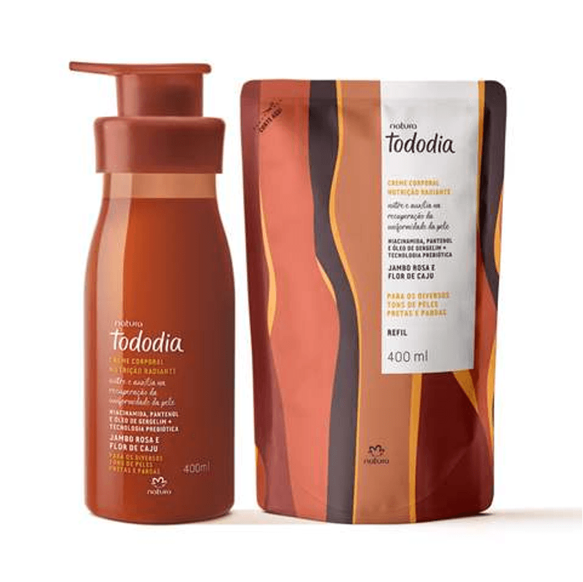 Kit Creme Nutrição Radiante Tododia Jambo Rosa e Flor de Caju com Refil