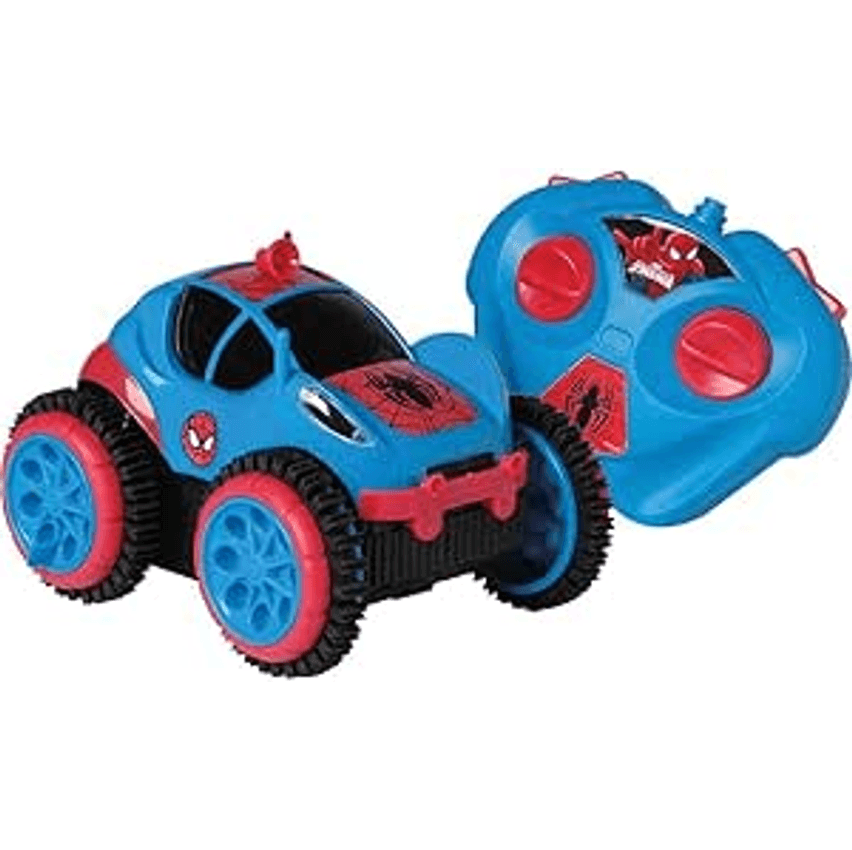 Carro de Controle Remoto Spider Flip, Spiderman, Marvel, 3 Funções, Candide, Azul/Vermelho