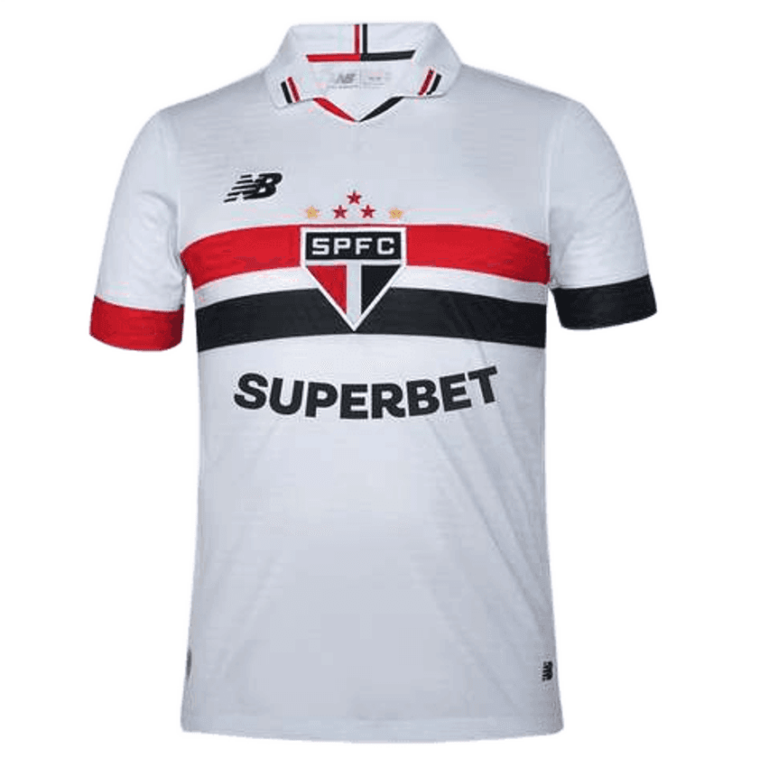 Camisa São Paulo I 24/25 s/n° Torcedor New Balance Masculina - Branco+Vermelho